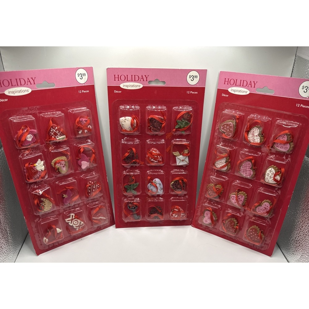 2008 Valentine Mini Ornament Lot 36 Pc Hearts Love Cupid JoAnn NIP